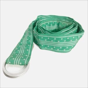 L. L. Bean Stripes/Dots Patterned Cotton Ribbon Preppy Belt Silver Toned Buckle